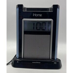 iHome Dock For iPod IH4B Black Alarm Clock Tested comes w/ AC adapter